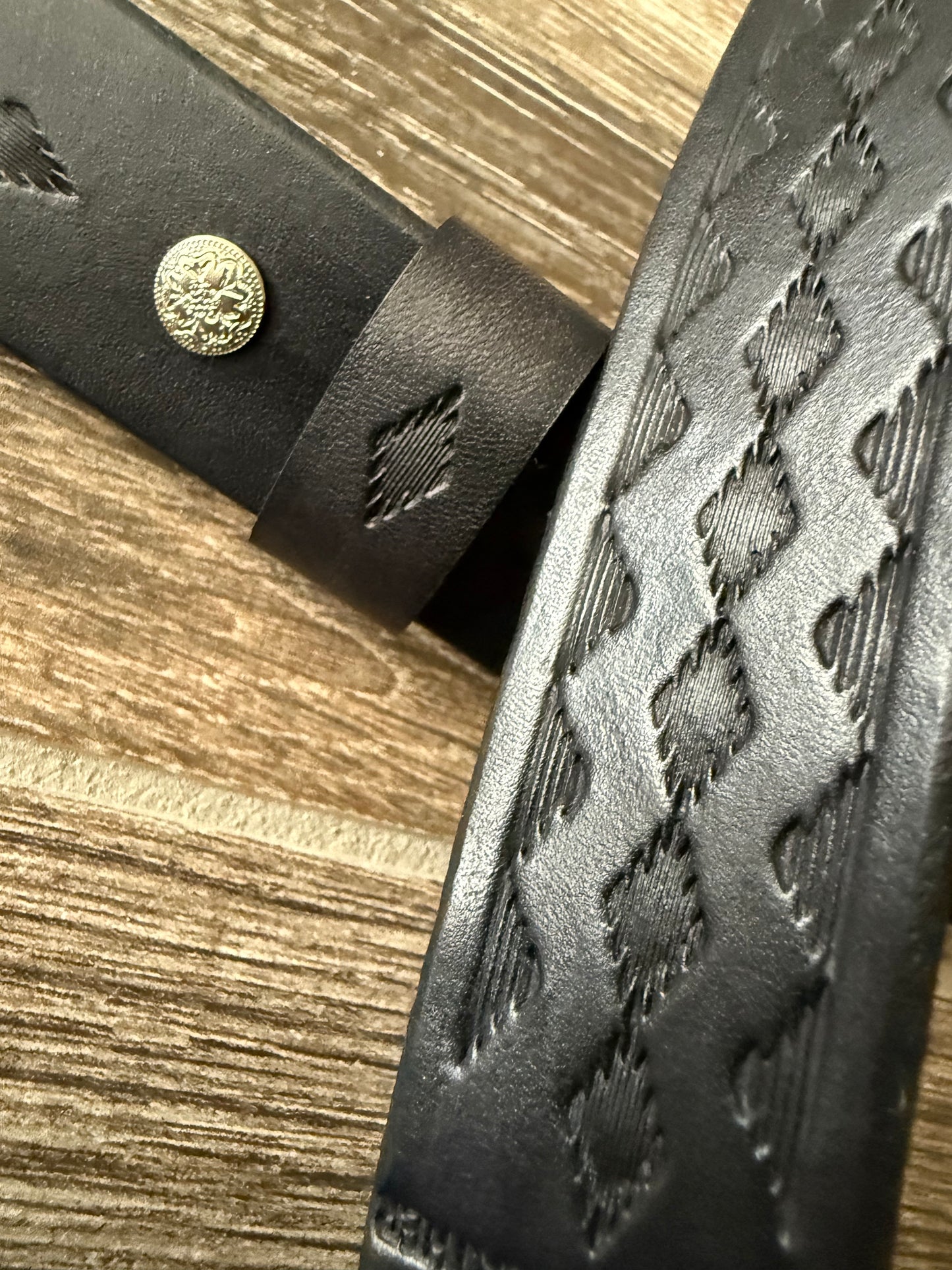 Leather Rifle Sling, Hand-tooled Gun Sling, Finished in Antique Black