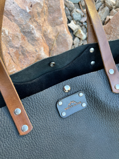 Black Biker Leather Tote