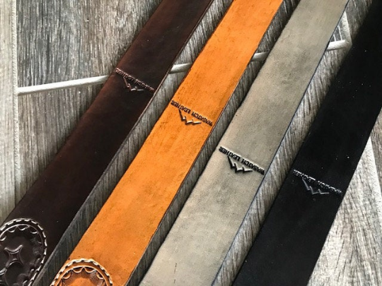 Venom Padded Leather Rifle Sling Hand-Tooled and Finished in Antique Smoke, Antique Tan, Brown or Black