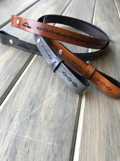 Leather Adjustable Rifle Sling, Handmade Gun Sling, Hand-tooled and Finished in Antique Tan or Smoke