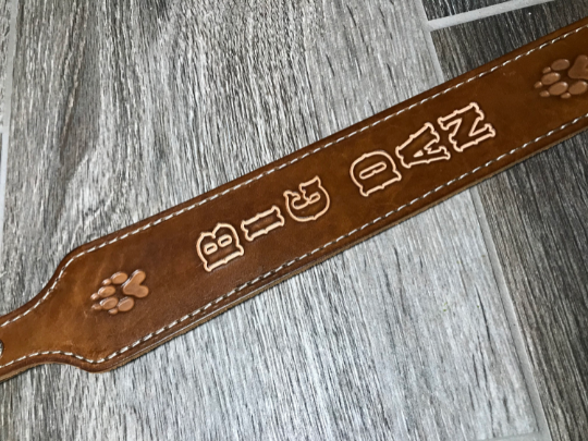 Personalized Leather Rifle Sling, You Choose the Stamp, Finished in Walnut
