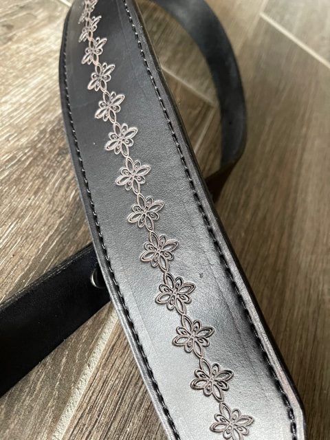 Padded 22 Rifle Sling, Hand-Tooled and Finished in Two-Tone Black/Gray