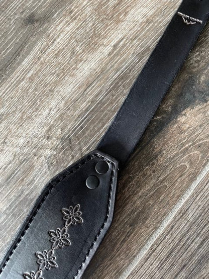 Padded 22 Rifle Sling, Hand-Tooled and Finished in Two-Tone Black/Gray