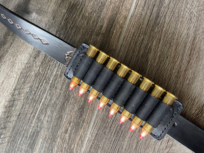 Leather Rifle Sling (Gun Sling), Hand-tooled, Two-Tone Finish (Smoky Gray / Natural or Coal / Gray)