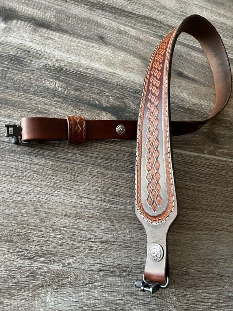 Venom Rifle Sling, Southwestern Hand-Tooling, Two-Tone Brown