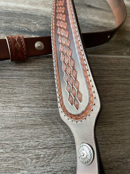 Venom Rifle Sling, Southwestern Hand-Tooling, Two-Tone Brown
