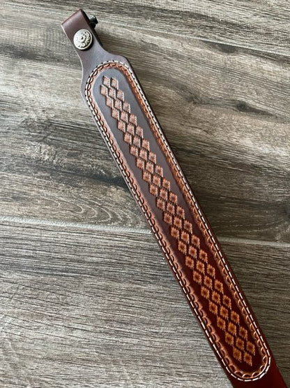 Venom Rifle Sling, Southwestern Hand-Tooling, Two-Tone Brown