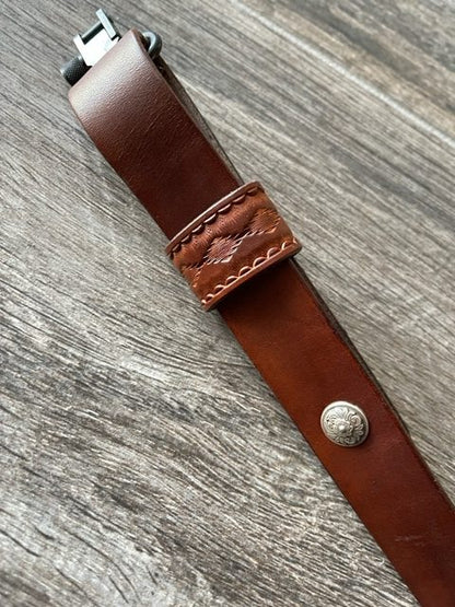 Venom Rifle Sling, Southwestern Hand-Tooling, Two-Tone Brown