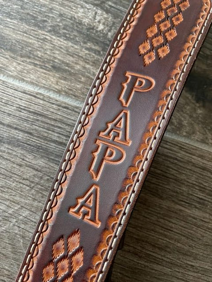 Venom Rifle Sling, Southwestern Hand-Tooling, Two-Tone Brown