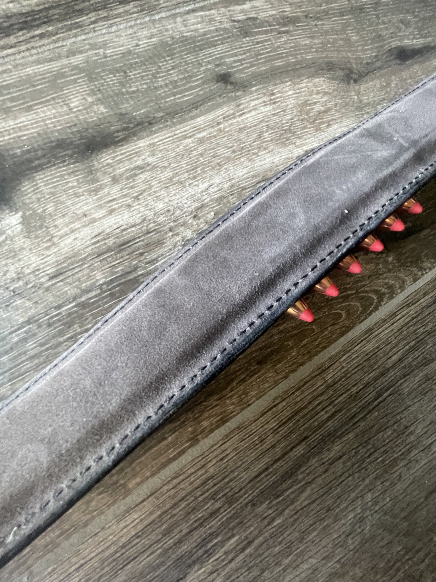 Leather Rifle Sling (Gun Sling), Hand-tooled, Finished in Smoky Gray