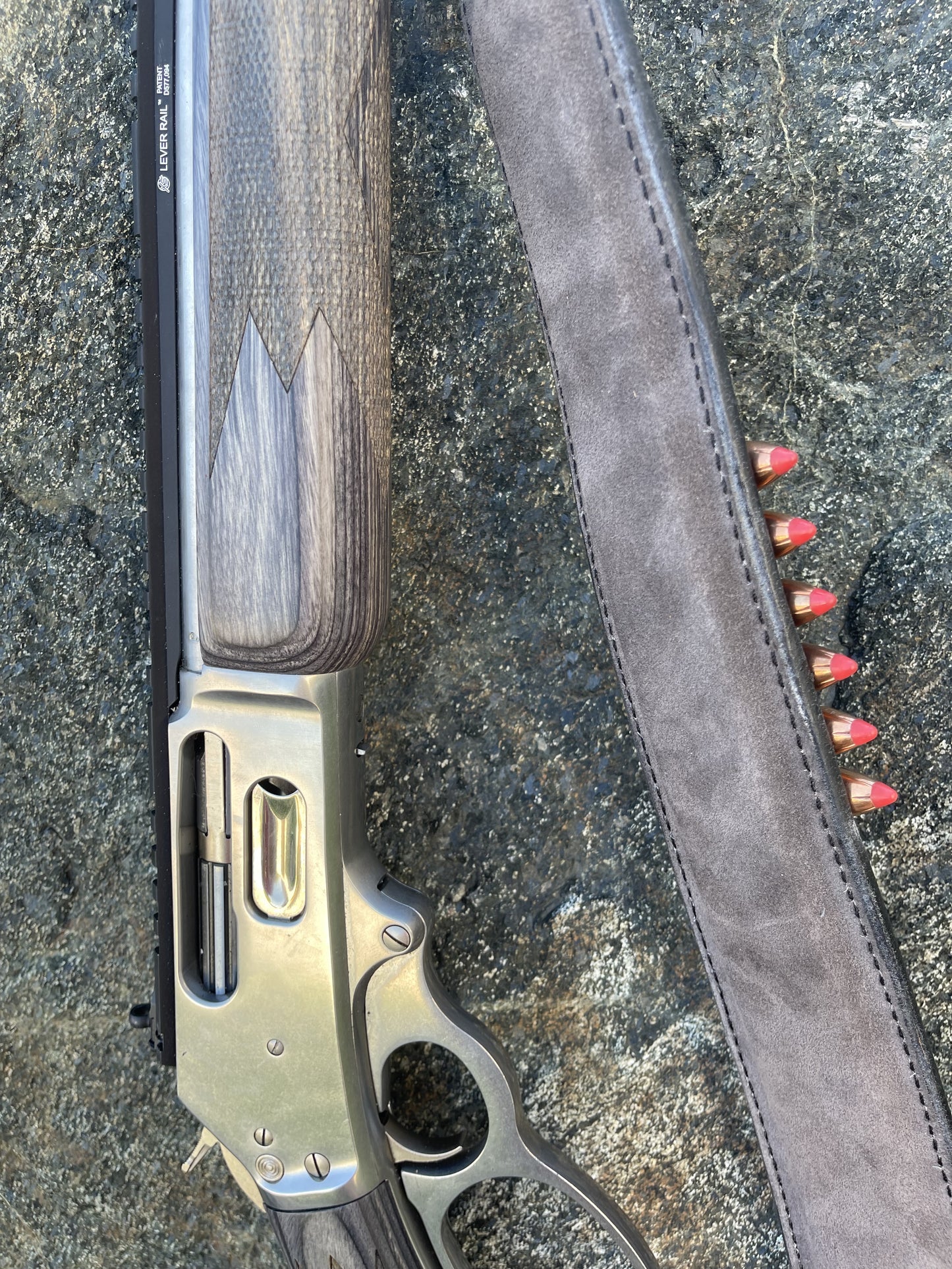 Leather Rifle Sling (Gun Sling), Hand-tooled, Finished in Smoky Gray