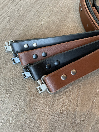 Rugged Leather Rifle Strap, 1.0- or 1.25-inch, Double Chicago Screws, Brown or Black