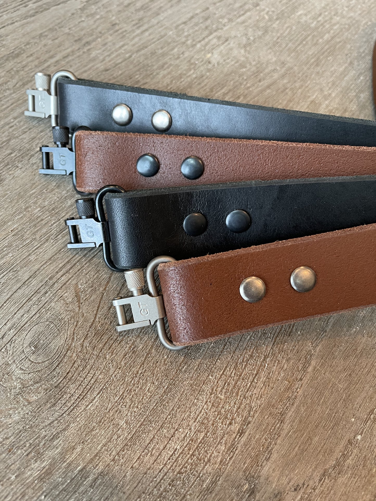 Rugged Leather Rifle Strap, 1.0- or 1.25-inch, Double Chicago Screws, Brown or Black