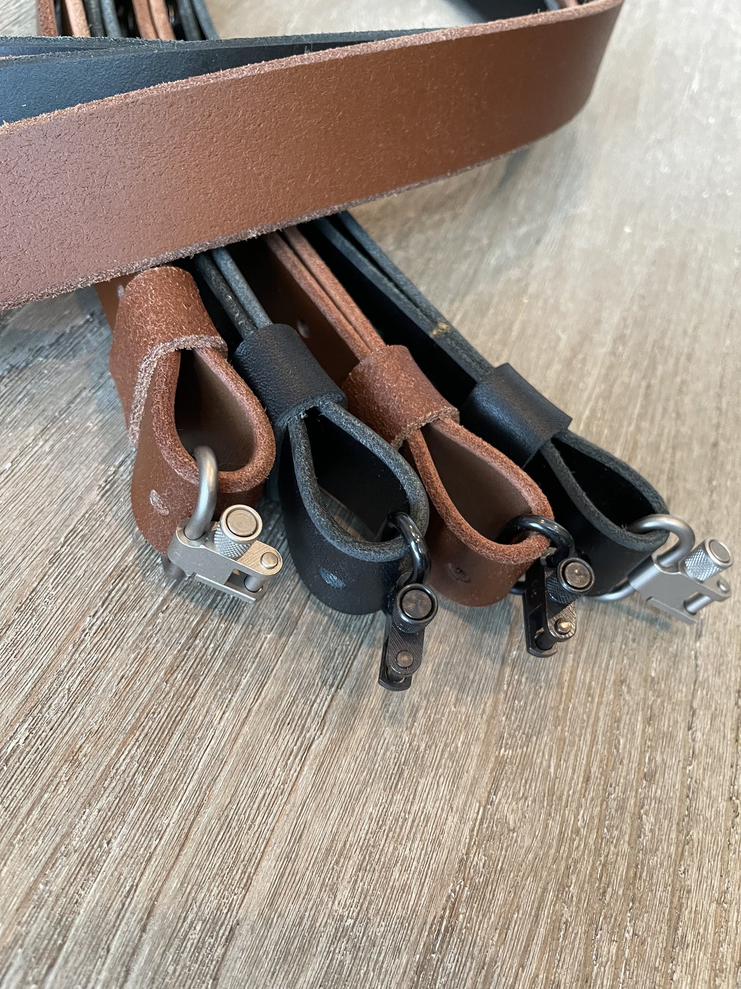 Rugged Leather Rifle Strap, 1.0- or 1.25-inch, Double Chicago Screws, Brown or Black