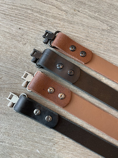 Rugged Leather Rifle Strap, 1.0- or 1.25-inch, Double Chicago Screws, Brown or Black