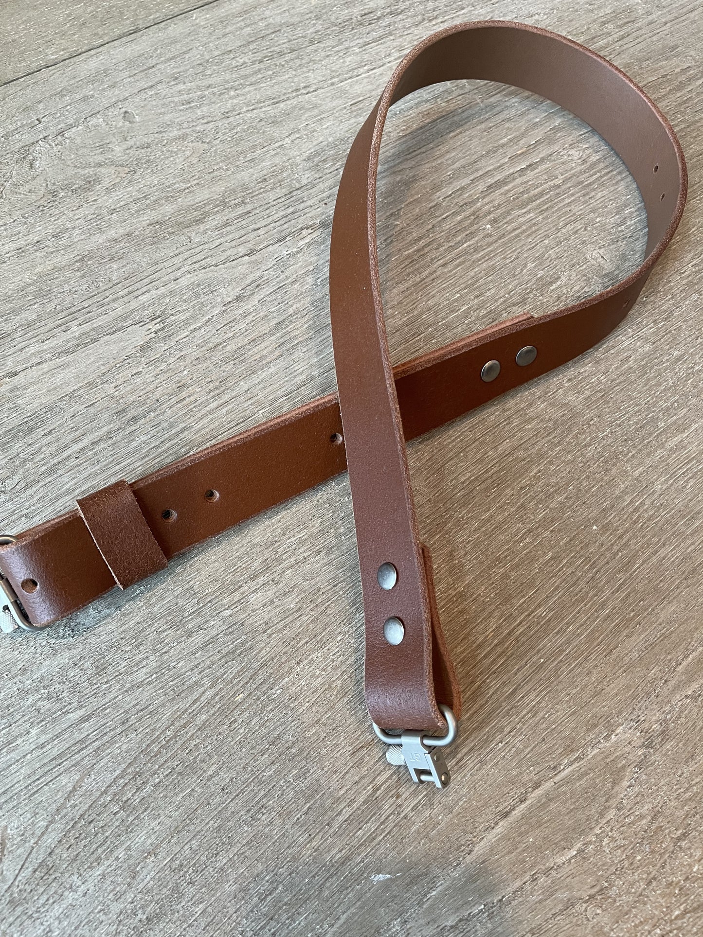 Rugged Leather Rifle Strap, 1.0- or 1.25-inch, Double Chicago Screws, Brown or Black