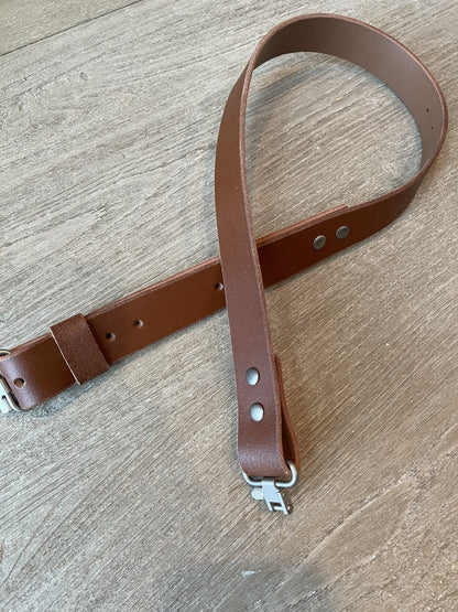 Rugged Leather Rifle Strap, 1.0- or 1.25-inch, Double Chicago Screws, Brown or Black