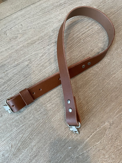 Rugged Leather Rifle Strap, 1.0- or 1.25-inch, Double Chicago Screws, Brown or Black