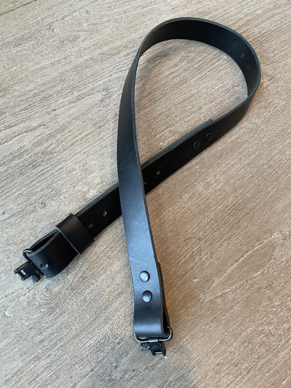 Rugged Leather Rifle Strap, 1.0- or 1.25-inch, Double Chicago Screws, Brown or Black