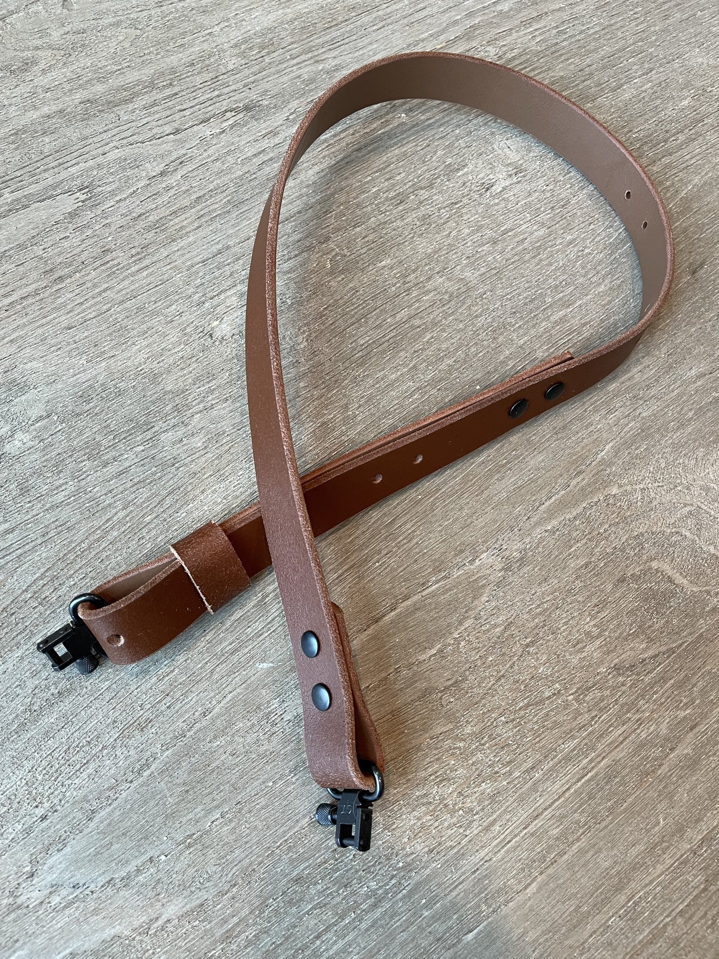 Rugged Leather Rifle Strap, 1.0- or 1.25-inch, Double Chicago Screws, Brown or Black