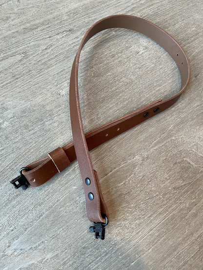 Rugged Leather Rifle Strap, 1.0- or 1.25-inch, Double Chicago Screws, Brown or Black