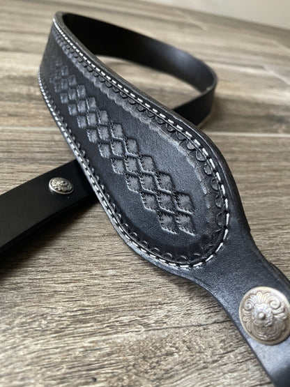 Cobra Padded Leather Rifle Sling, Hand Tooled and Polished In Dark Brown or Black