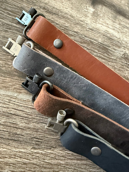 Buffalo Leather Rifle Sling, 1- or 1.25-inch, in Gray, Black, or Brown