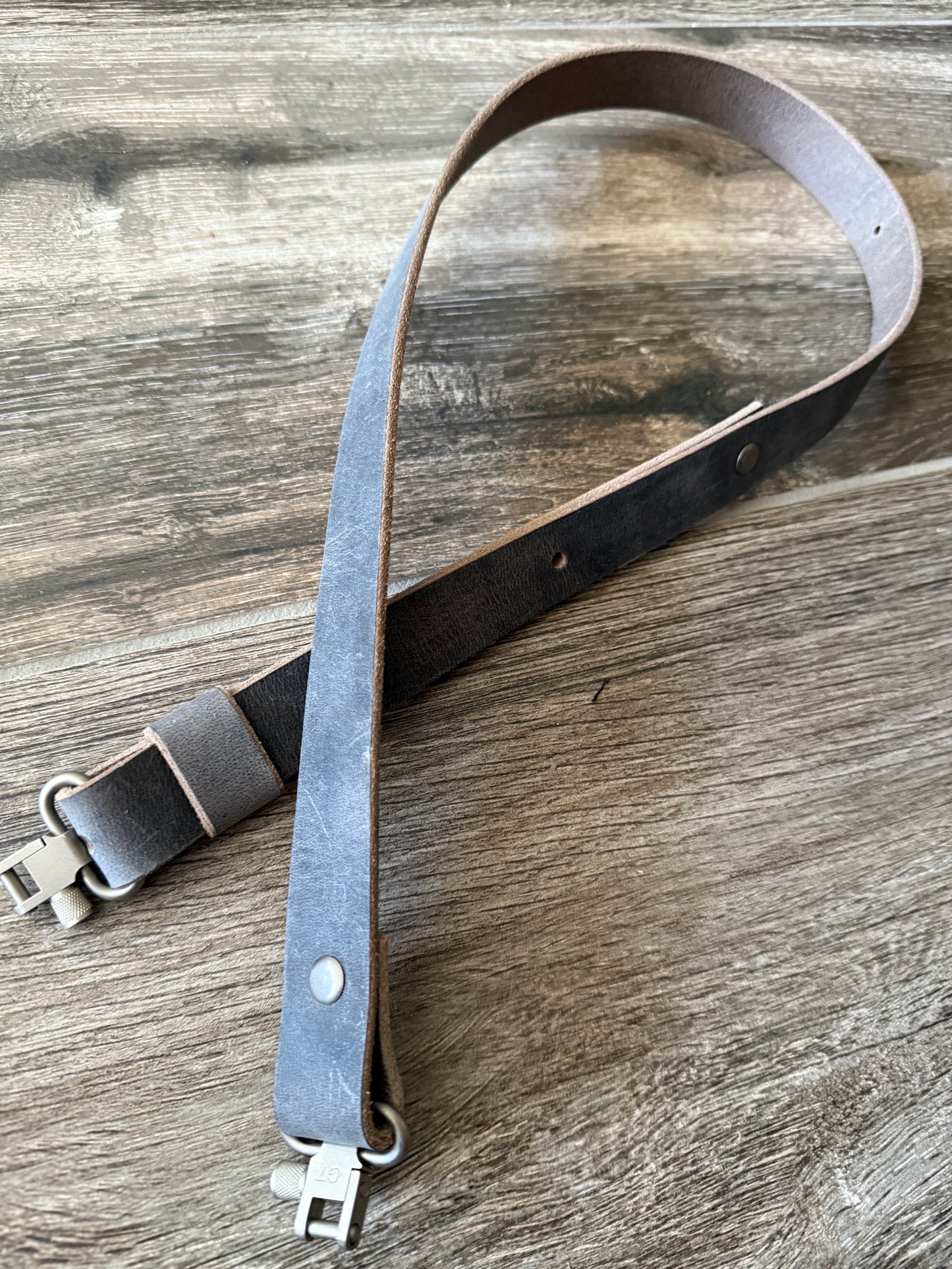 Buffalo Leather Rifle Sling, 1- or 1.25-inch, in Gray, Black, or Brown