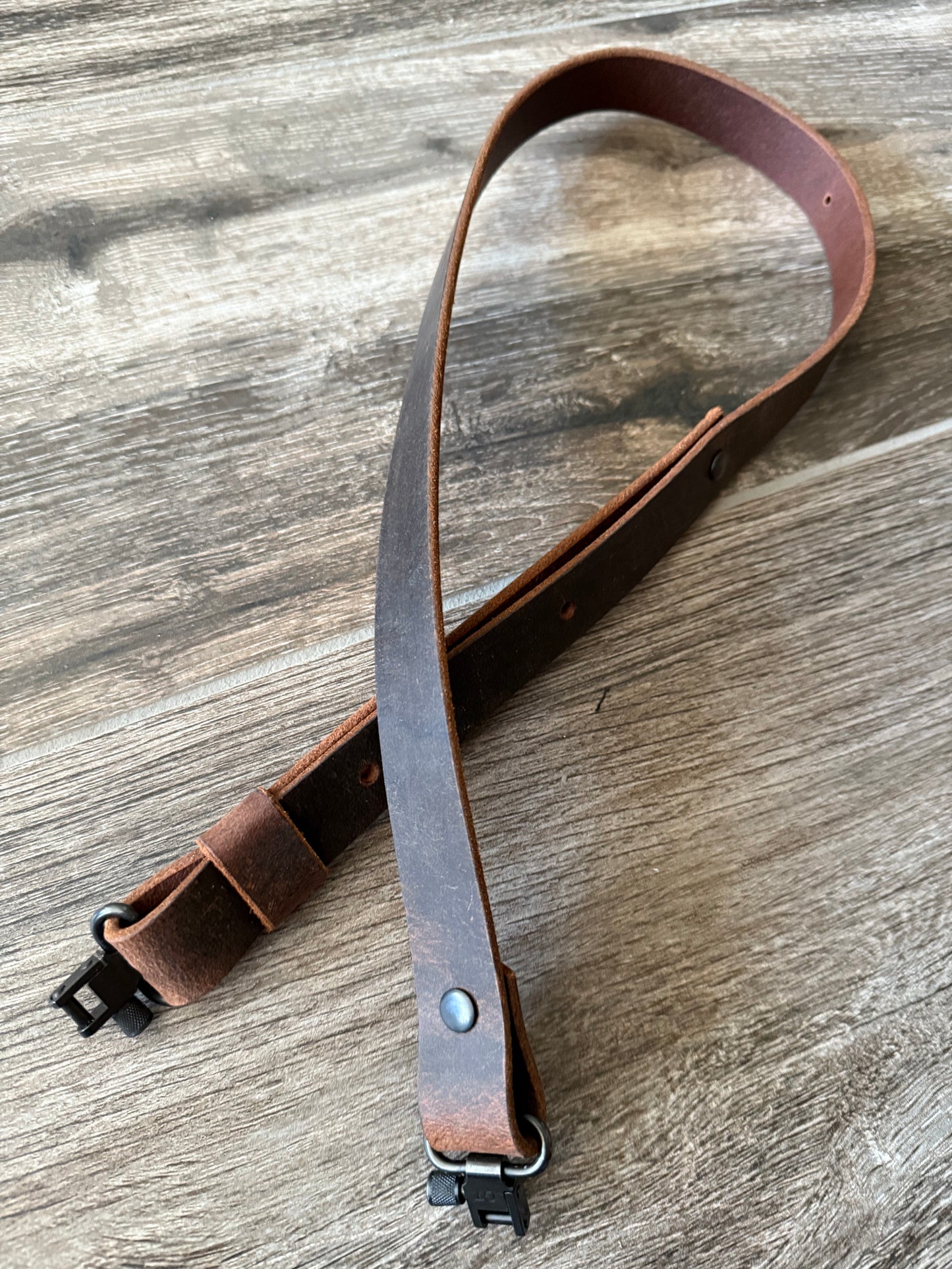 Buffalo Leather Rifle Sling, 1- or 1.25-inch, in Gray, Black, or Brown