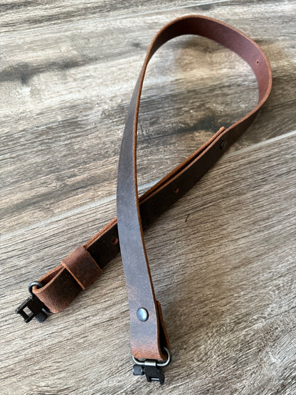 Buffalo Leather Rifle Sling, 1- or 1.25-inch, in Gray, Black, or Brown
