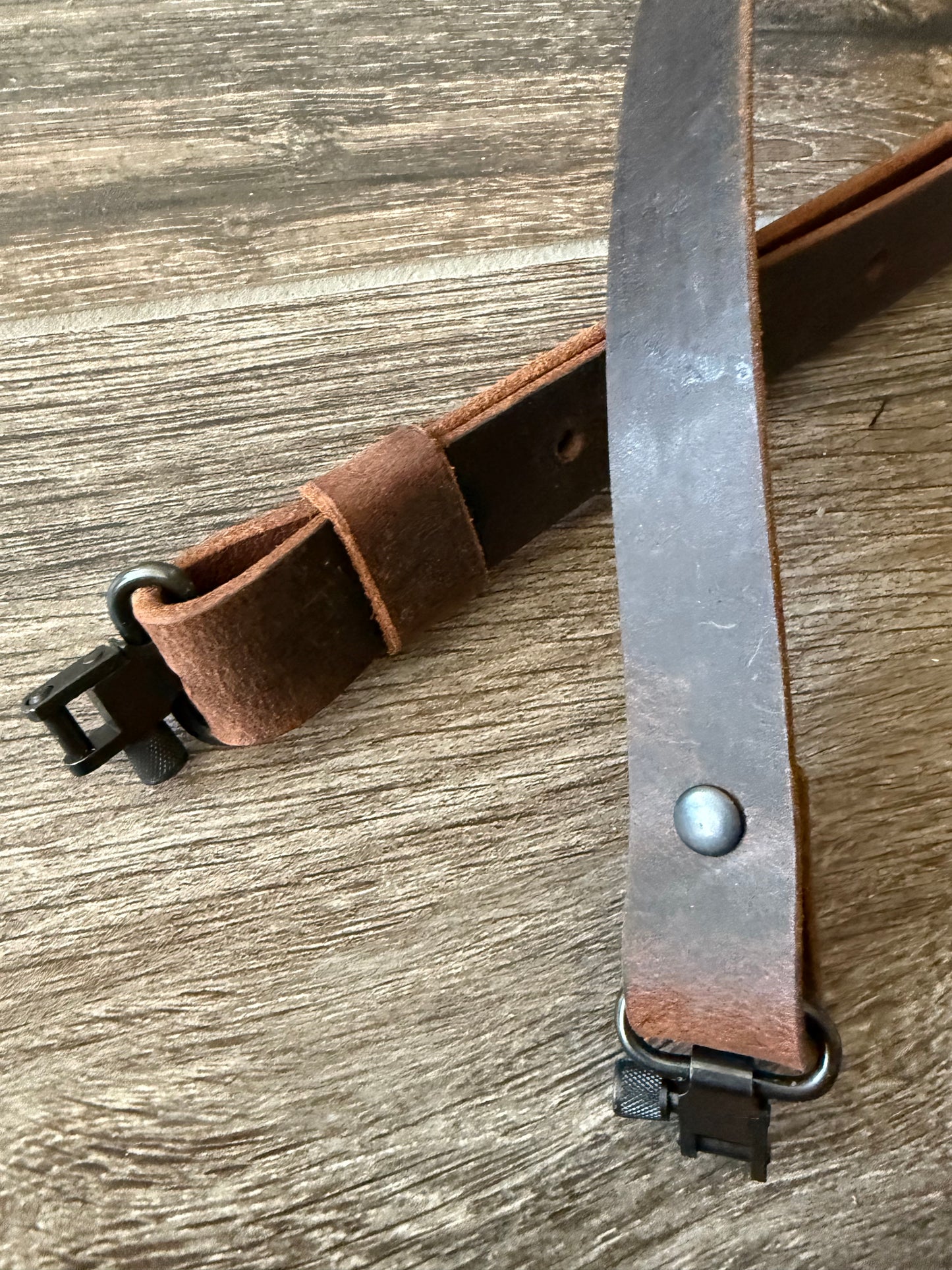 Buffalo Leather Rifle Sling, 1- or 1.25-inch, in Gray, Black, or Brown