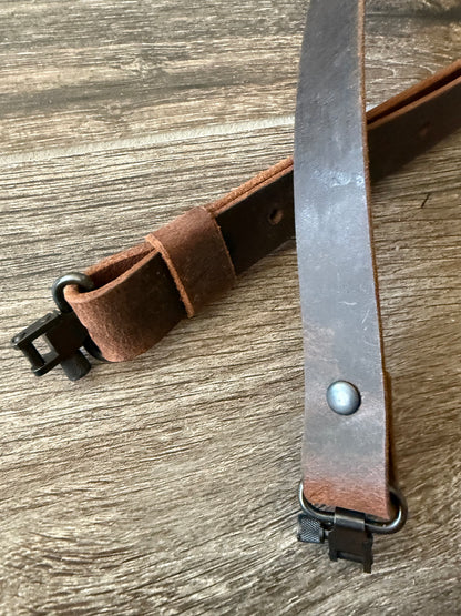 Buffalo Leather Rifle Sling, 1- or 1.25-inch, in Gray, Black, or Brown