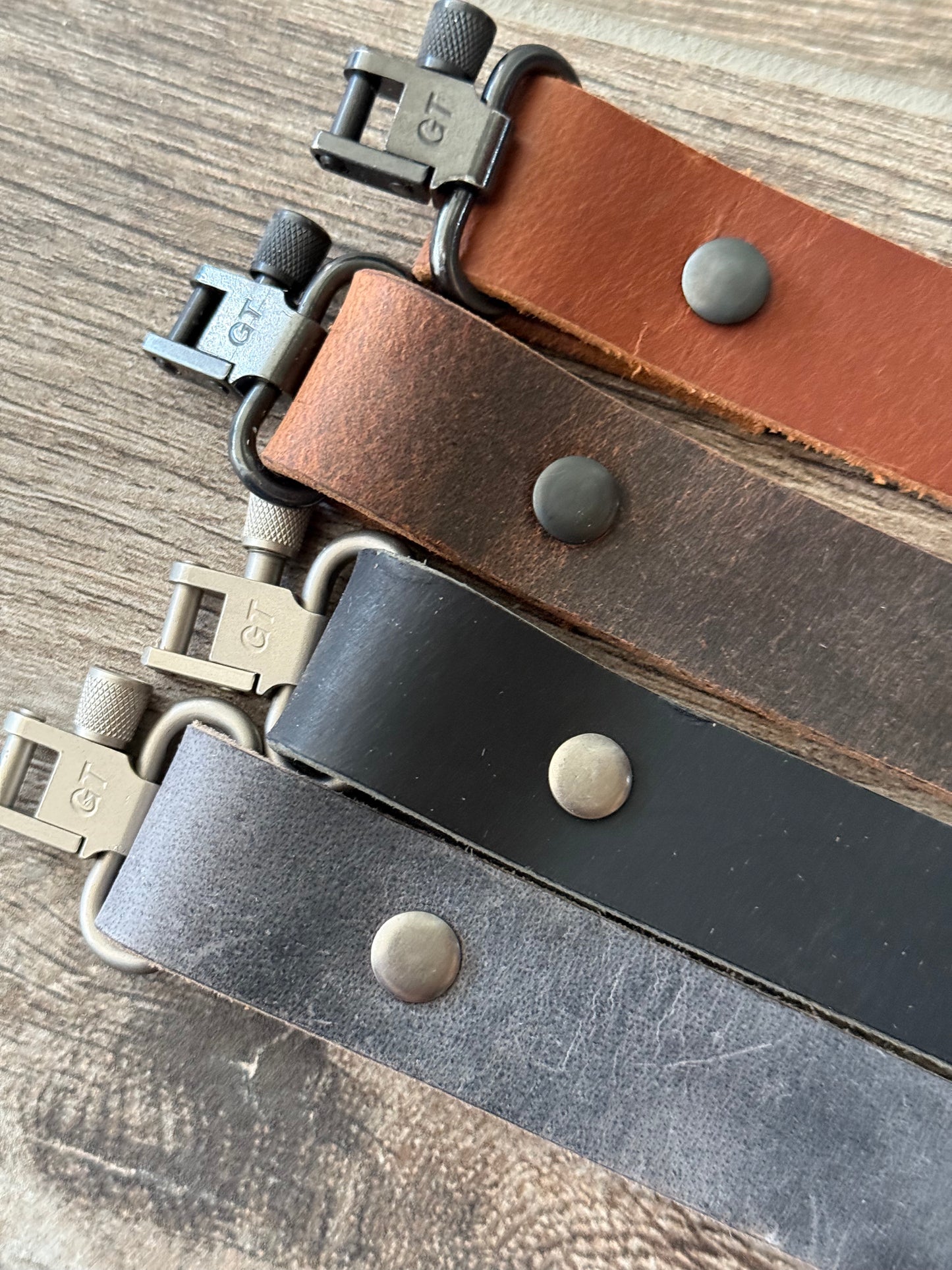 Buffalo Leather Rifle Sling, 1- or 1.25-inch, in Gray, Black, or Brown