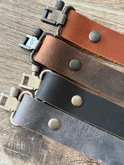 Buffalo Leather Rifle Sling, 1- or 1.25-inch, in Gray, Black, or Brown