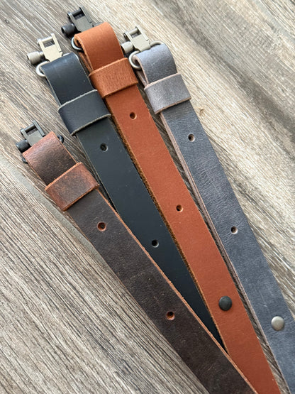 Buffalo Leather Rifle Sling, 1- or 1.25-inch, in Gray, Black, or Brown