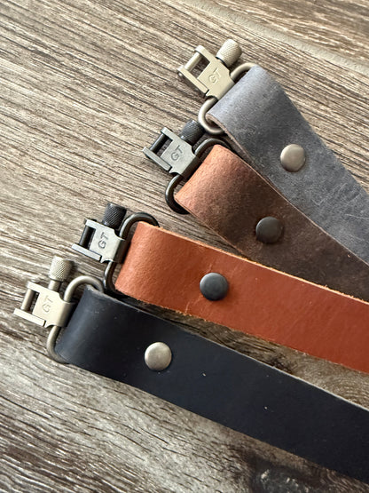 Buffalo Leather Rifle Sling, 1- or 1.25-inch, in Gray, Black, or Brown