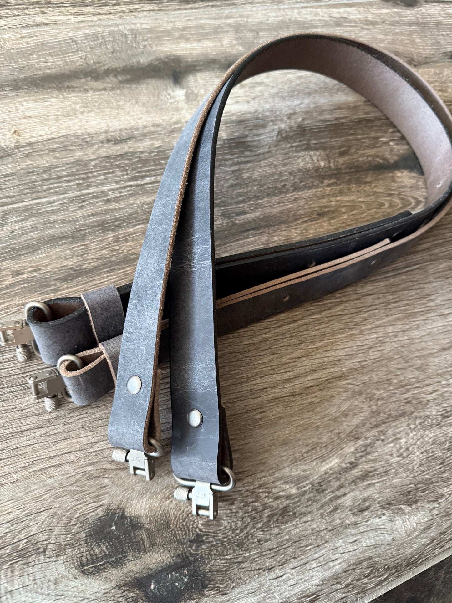 Buffalo Leather Rifle Sling, 1- or 1.25-inch, in Gray, Black, or Brown