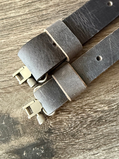 Buffalo Leather Rifle Sling, 1- or 1.25-inch, in Gray, Black, or Brown