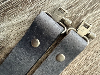 Buffalo Leather Rifle Sling, 1- or 1.25-inch, in Gray, Black, or Brown