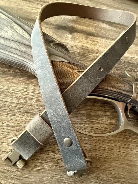 Buffalo Leather Rifle Sling, 1- or 1.25-inch, in Gray, Black, or Brown