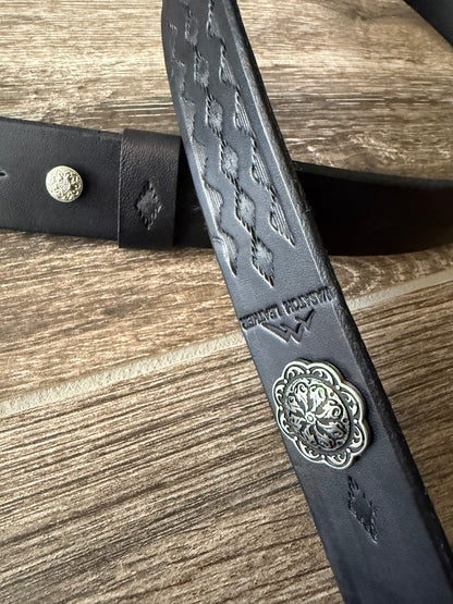 Leather Rifle Sling, Hand-tooled Gun Sling, Finished in Antique Black