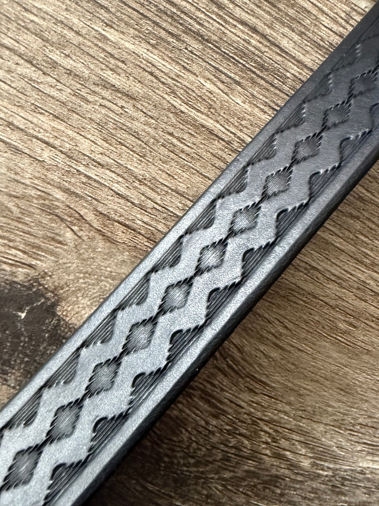 Leather Rifle Sling, Hand-tooled Gun Sling, Finished in Antique Black