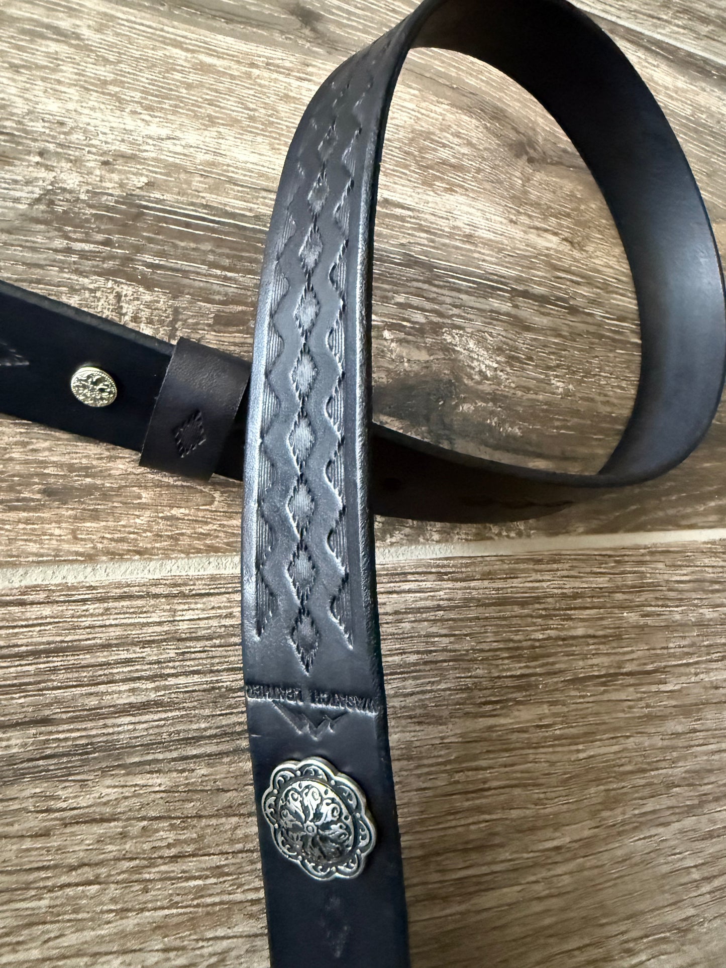 Leather Rifle Sling, Hand-tooled Gun Sling, Finished in Antique Black