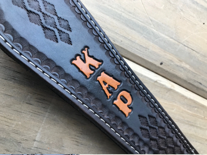 Customized Cobra Padded Leather Rifle Sling – Black with Smoke Gray Lettering or Chocolate with Tan Lettering