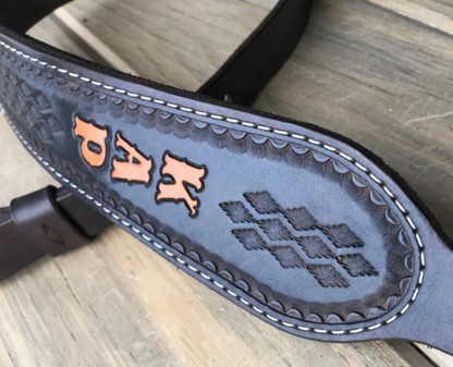 Customized Cobra Padded Leather Rifle Sling – Black with Smoke Gray Lettering or Chocolate with Tan Lettering