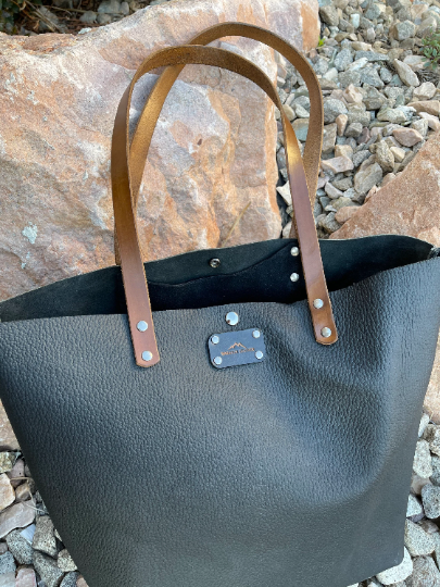 Black Biker Leather Tote