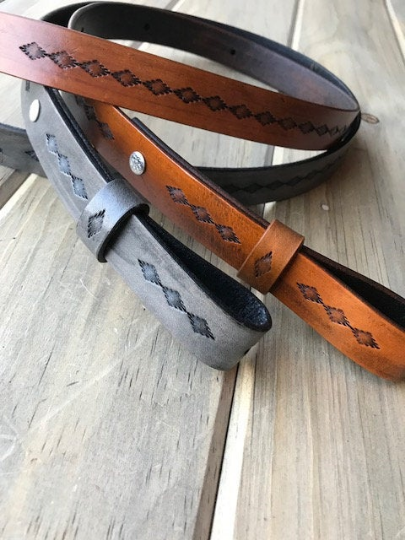 Leather Adjustable Rifle Sling, Handmade Gun Sling, Hand-tooled and Finished in Antique Tan or Smoke