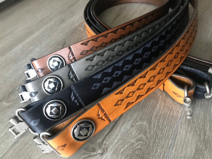 Leather Rifle Sling (Gun Strap), Southwestern Hand-tooling, Finished in Various Colors