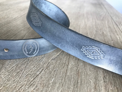 1.25-inch Leather Rifle Sling (Gun Sling) with Cool Aztec Stamps