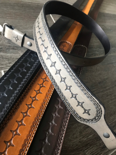 Venom Padded Leather Rifle Sling Hand-Tooled and Finished in Antique Smoke, Antique Tan, Brown or Black